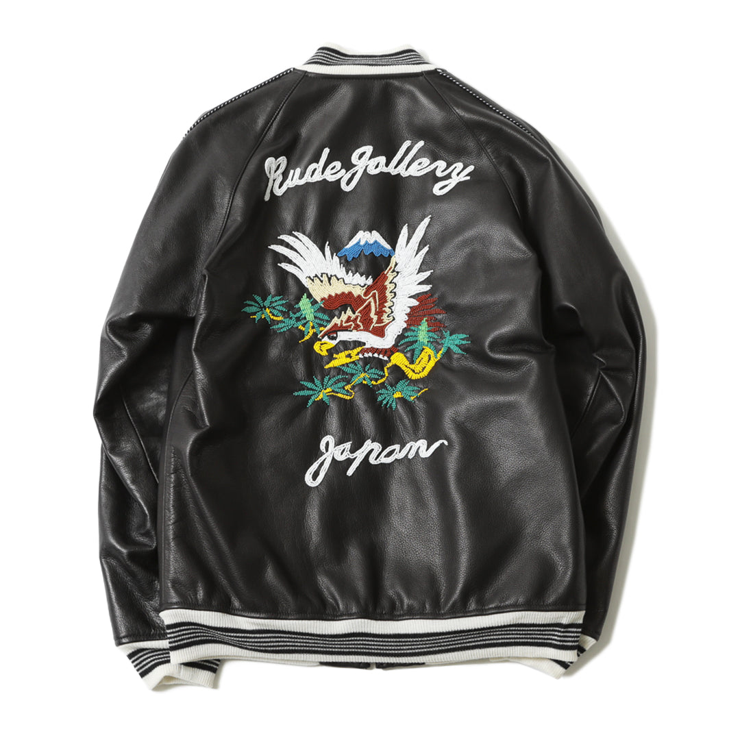 STONED HAWK LEATHER SOUVENIR JACKET - BEADS WORKS by KAZOO